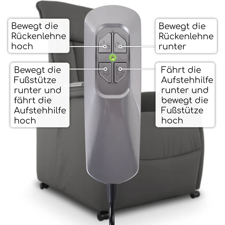 Raburg TV-Sessel Fernsehsessel mit Aufstehhilfe, Relaxsessel mit Liegefunktion, Marie, elektrisch mit Fernbedienung, 2 Motoren, bis 120 kg – Bild 6
