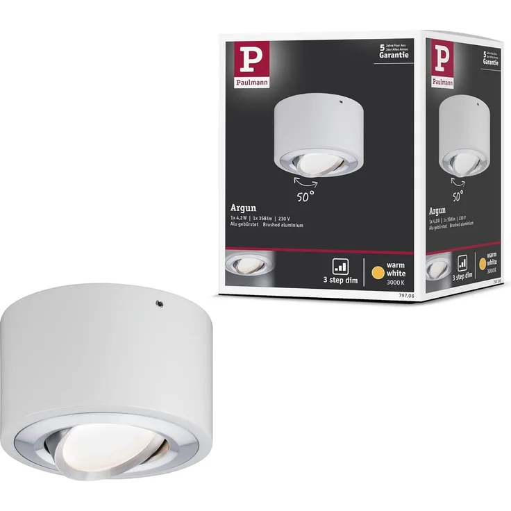 Paulmann No. 79708 LED Wand- und Deckenleuchte Argun Alu gebürstet