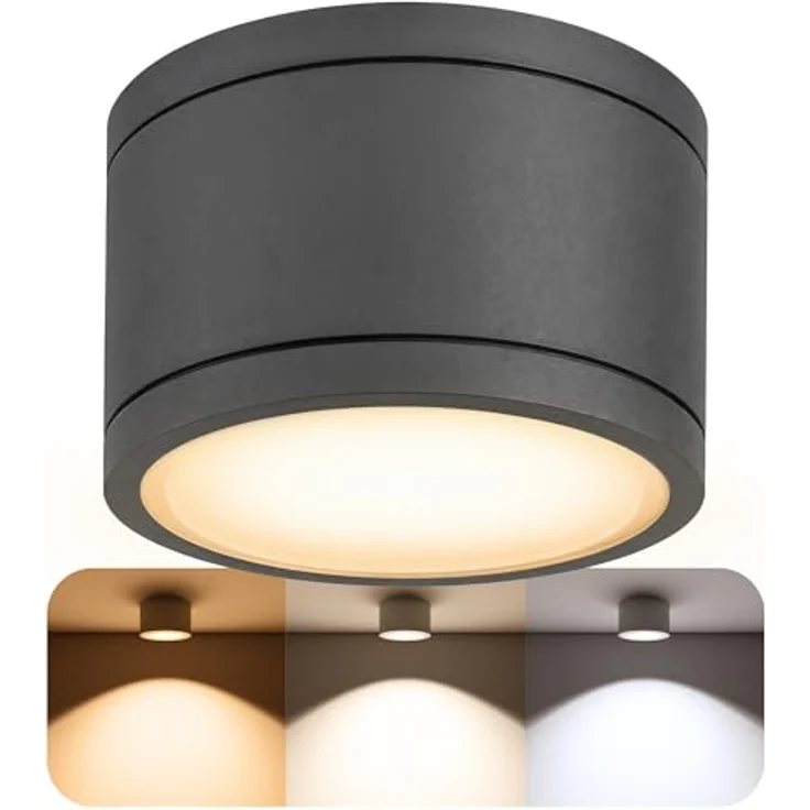 SSC-LUXon LED Außen-Deckenleuchte CELI-WX Aufbauspot flach IP44 Bad & Aussen anthrazit mit LED GX53 5W, Warmweiß bis Tageslicht – Bild 2