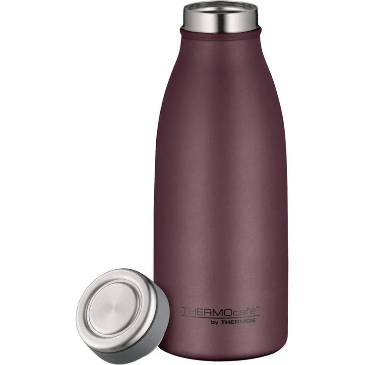THERMOcafé by THERMOS TC BOTTLE burgundy mat 0,35l, Isolierflasche aus Edelstahl, kohlensäurefest, 12h heiß 24h kalt, Auslaufsicher, für Schule, Unterwegs & Büro