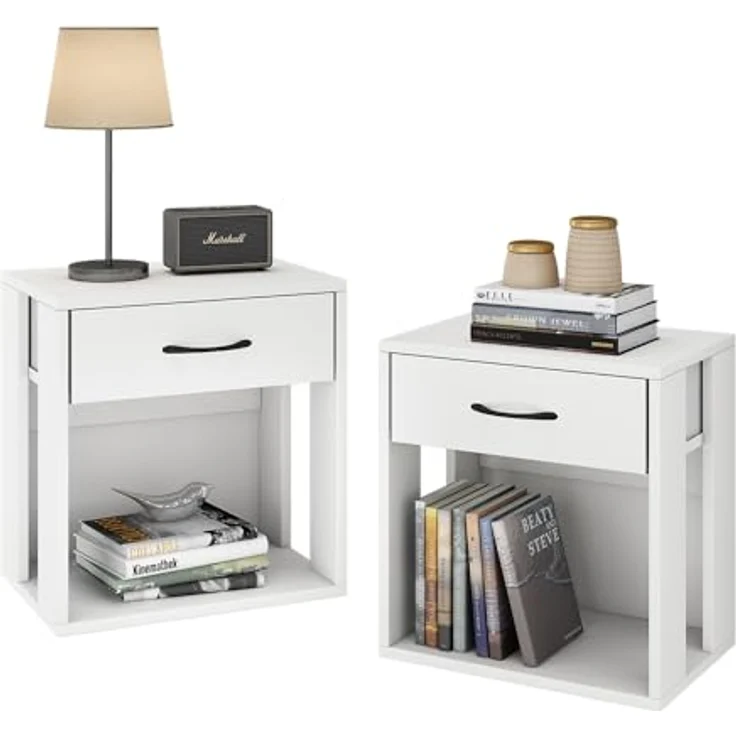 Vicco Virela Nachttisch, Weiß, Rechteckig, 1 Fach, 39x41x28 cm, Holzwerkstoff, Schlafzimmer – Bild 6