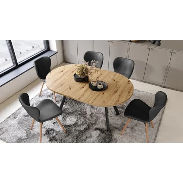 designimpex Esstisch Design Esstisch Aldo ausziehbar 90 cm bis 145 cm rund Esszimmer Tisch, Esstisch, Esszimmertisch, Tisch, Ausziehtisch, Küchentisch, Esszimmer – Bild 10