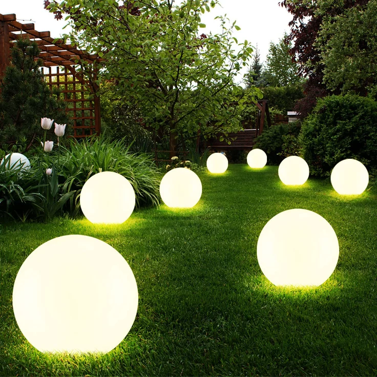 8x LED Solarleuchte, Kugel weiß, DM 20 cm, H 62 cm – Bild 2
