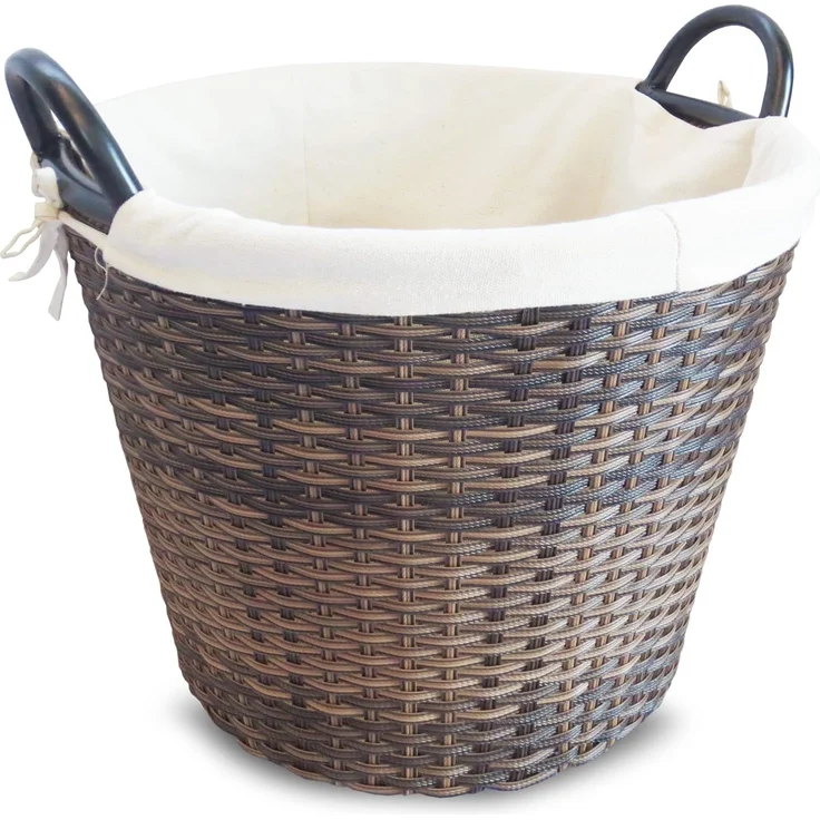 HABAU Holzkorb mit Stoffeinsatz, 54 cm, Braun, aus Polyethylen, mit Metallrahmen – Bild 1