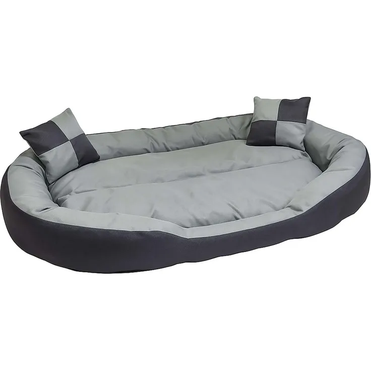 Hossis Wholesale Hundebett Grau Größe L 110 x 80 x 20 cm | Kuscheliges Hundesofa mit Wendekissen | Waschbar & abwischbar | Bequemes Hundekörbchen mit Zierkissen | Ideal für große Hunde