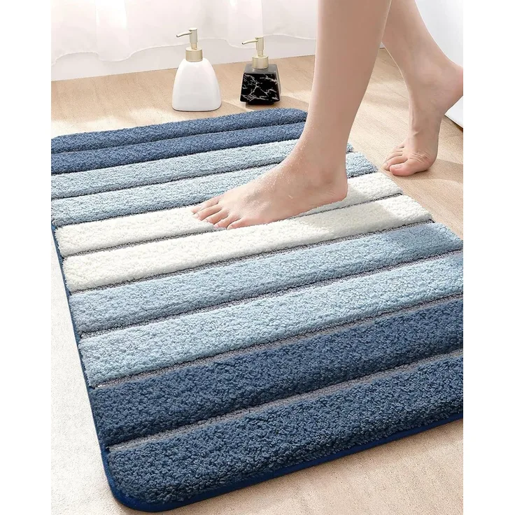 DEXI Badematte, Badezimmerteppich, saugfähig, rutschfest, waschbar, Duschfußmatten, Teppich, 50,8x81,3 cm, Blau