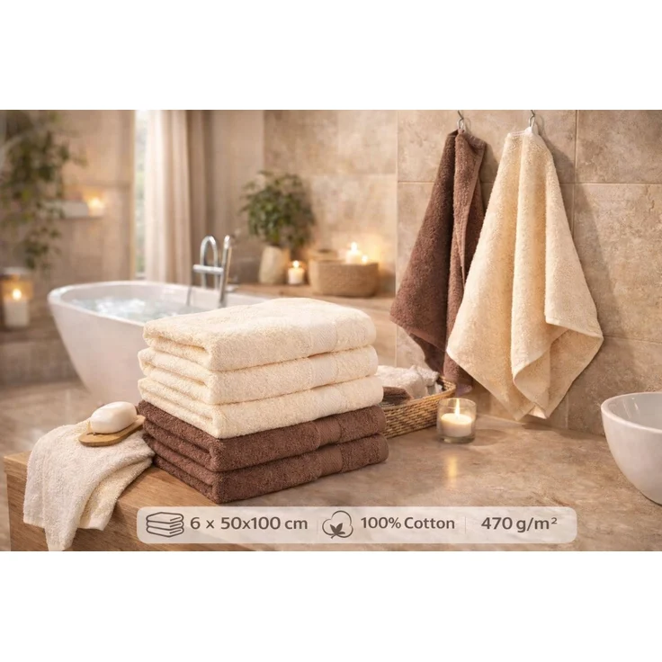 Betz Handtücher 6 Stück Premium Größe 50 x 100 cm Farbe beige/nuss Braun, 100% Baumwolle (Set, 6-St) – Bild 2
