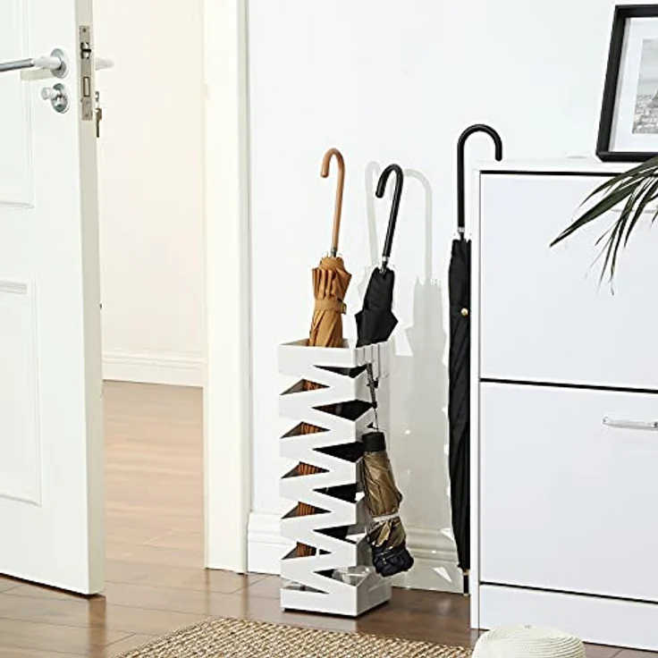 Songmics Regenschirmständer, Metall Weiß, 15,5 x 15,5 x 49 cm – Bild 3