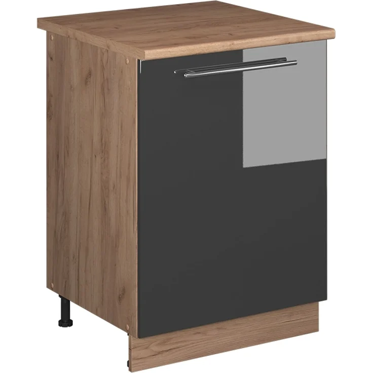 Spülenunterschrank Fame-Line Anthrazit Hochglanz/Goldkraft Eiche 60 cm Vicco – Bild 1