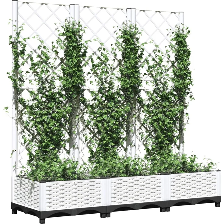 vidaXL Garten-Pflanzgefäß mit Spalier Weiß 120 x 40 x 121,5 cm PP 153283 – Bild 3