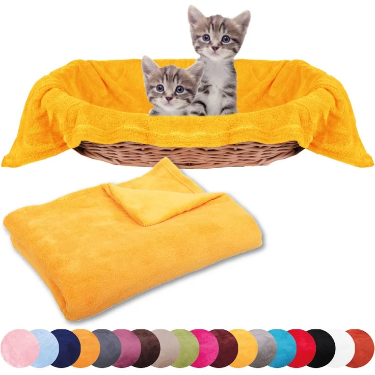 Haustierdecke Katzendecke Kuscheldecke Tierdecke , angenehm und super weich in vielen verschiedenen Farben erhältlich (70x100 cm / orange - marigold) – Bild 2