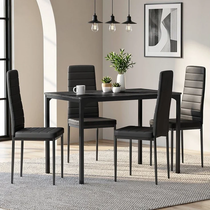 Bealife Essgruppe 5-tlg(Esstisch und 4 stühlen), Holztischplatte(110x70cm) – Bild 3