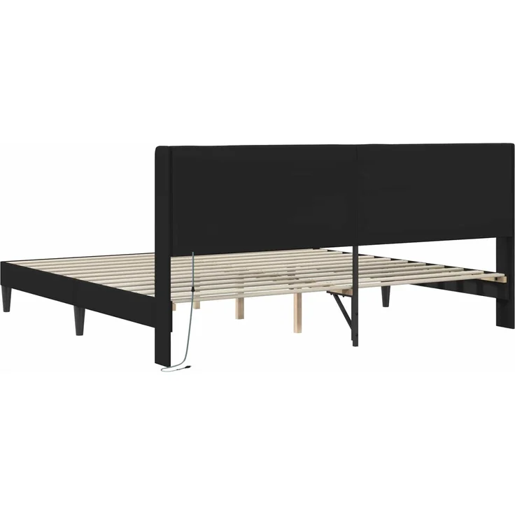 vidaXL Bettrahmen mit LED-Lichtleisten Schwarz 180x200 cm Kunstleder 42027988 – Bild 8