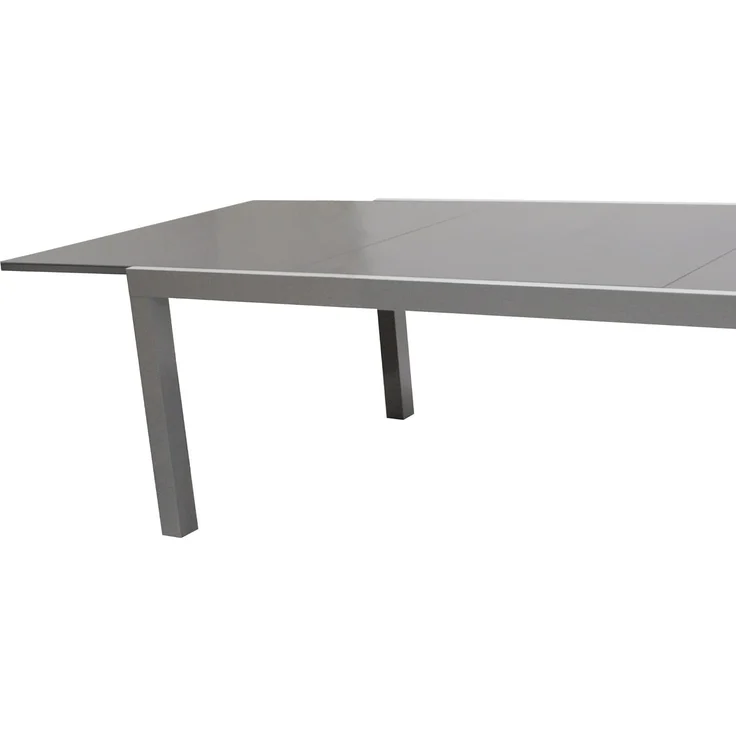DEGAMO MARINA Garten-Ausziehtisch, Alu + Glas, silbergrau/grau, 180/240x100cm – Bild 5