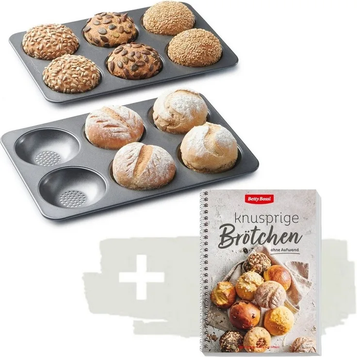 Betty Bossi Brotbackform Knusprige Brötchen Buch + Backform Set Backbuch Brötchen-Backblech, (Set), Backform für Perfekte Brötchen