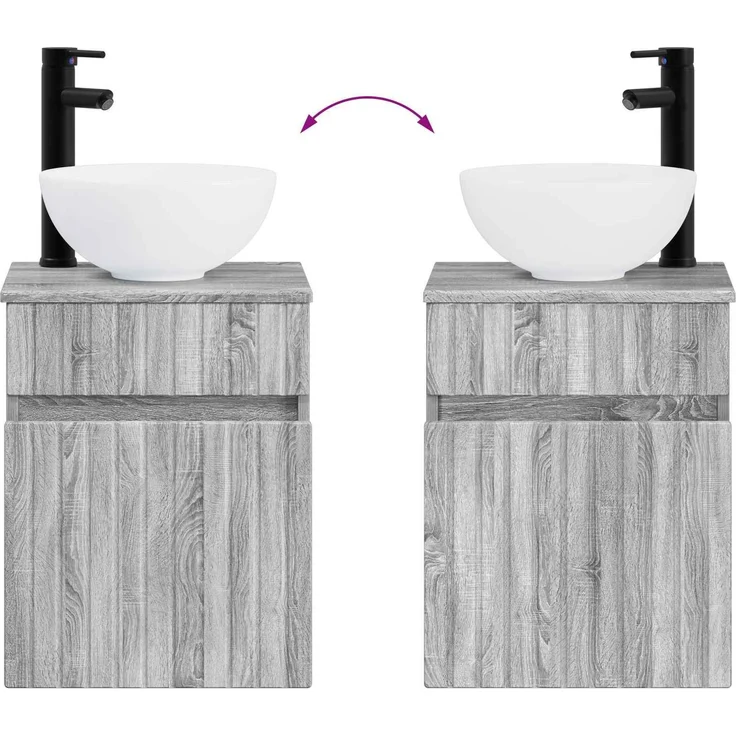 vidaXL Badezimmerschrank-Set 2 stk. Grau Sonoma 33 x 34,5 x 100 cm 3406139 – Bild 9