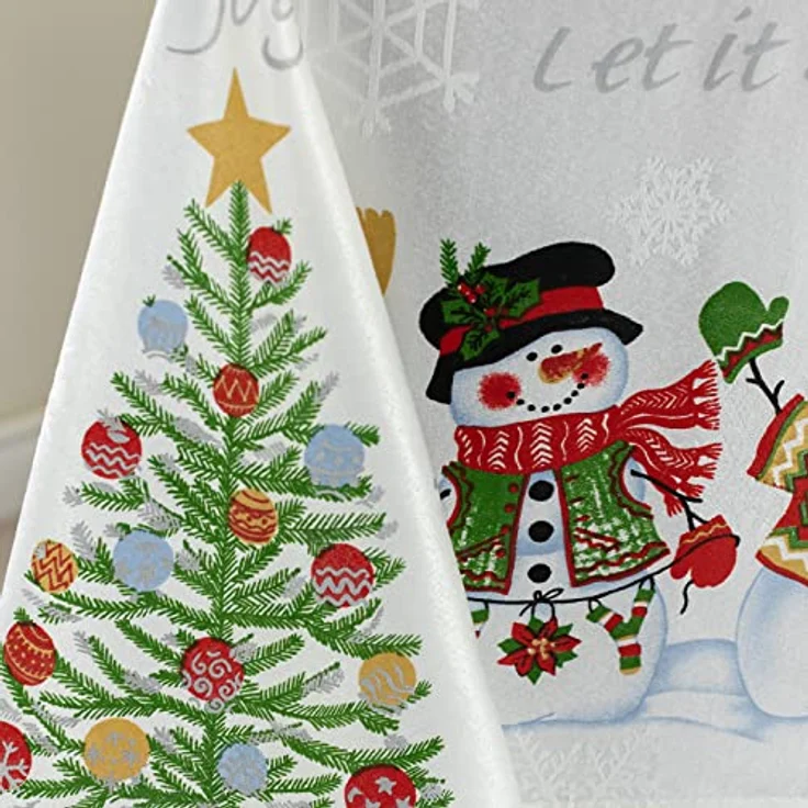 Benson Mills Believe Schneemann Engineered Bedruckte Tischdecke für Winter und Weihnachten (152,4x213,4 cm, rechteckig, Believe Schneemann) – Bild 4