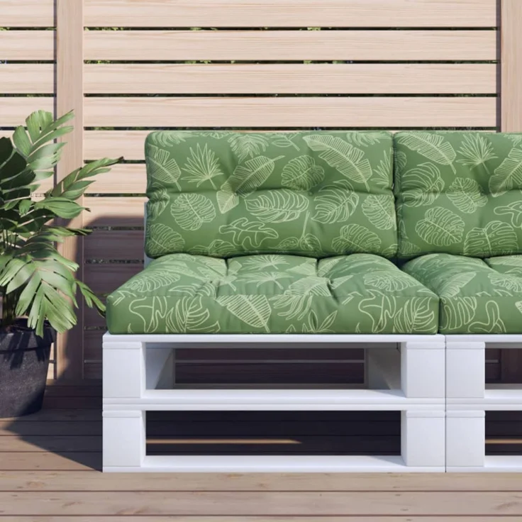 vidaXL Palettenkissen Blattmuster 80x40x12 cm Stoff 360620 – Bild 1