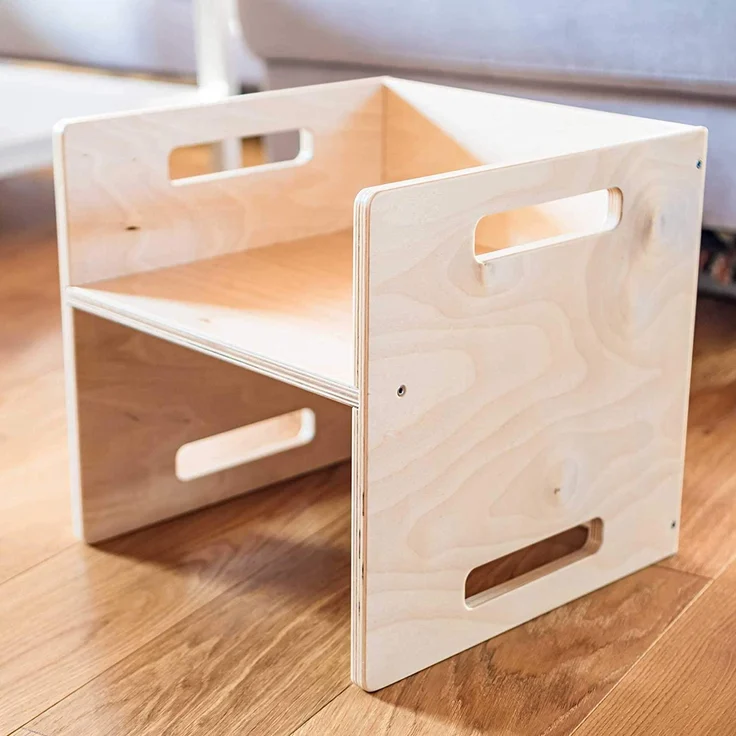 Ehrenkind Kinderhocker Montessori Wendehocker & Wendebank, Kindersitzgruppe Kinderzimmer (aus hochwertigem Holz, Hocker & Bank für Kinderzimmer), aus Birkenschichtholz – Bild 8