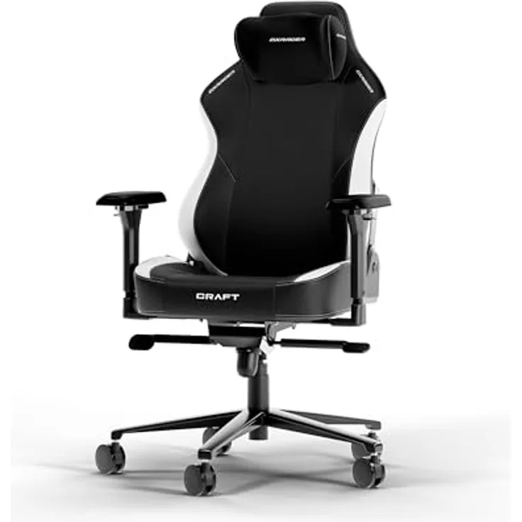 DXRacer CRAFT L Schwarz & Weiß EPU Leder das Orginal Gaming Stuhl