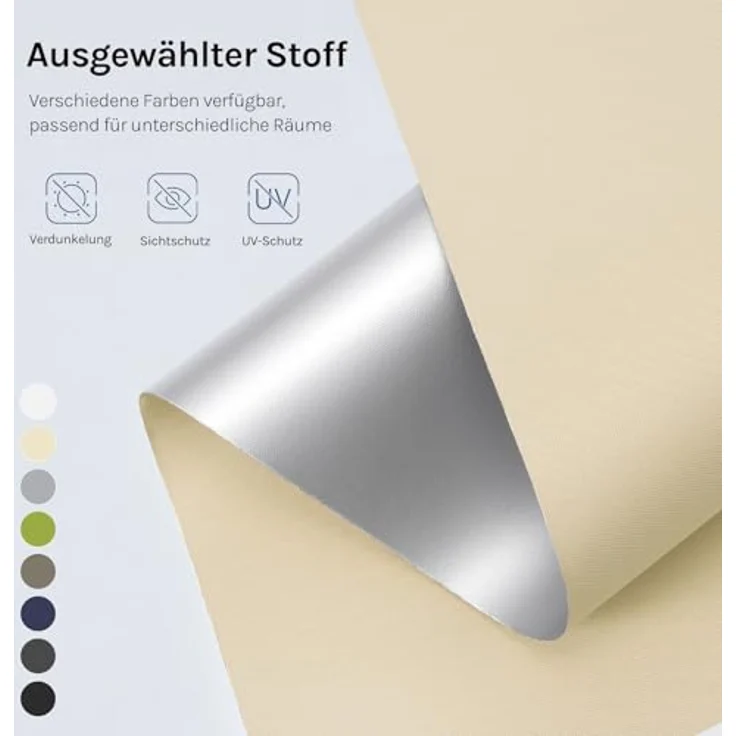 WOLTU Verdunkelungsrollo, nur zur Schraubmontag Thermo Verdunkelungsrollo mit Kette, Sichtschutz für Türen und Fenster, 140x160 cm [Stoffbreite: 136 cm], Beige – Bild 3