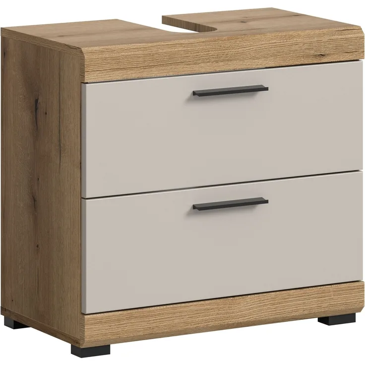 Waschbeckenunterschrank >Scout< in Evoak Oak / Kaschmir - 60x56x34cm (BxHxT)