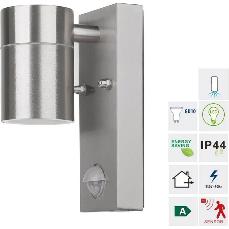 Grafner® Edelstahl Wandlampe mit Bewegungsmelder 26BPIR Leuchte Lichtschein Down/Unten