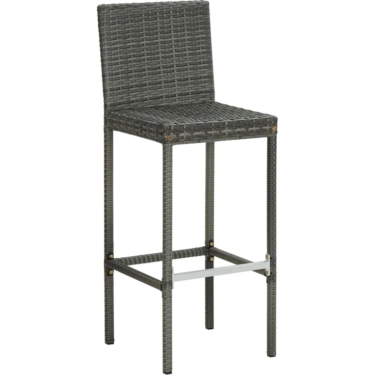 vidaXL Garten-Barhocker mit Kissen 4 Stk. Grau Poly Rattan 316671 – Bild 2
