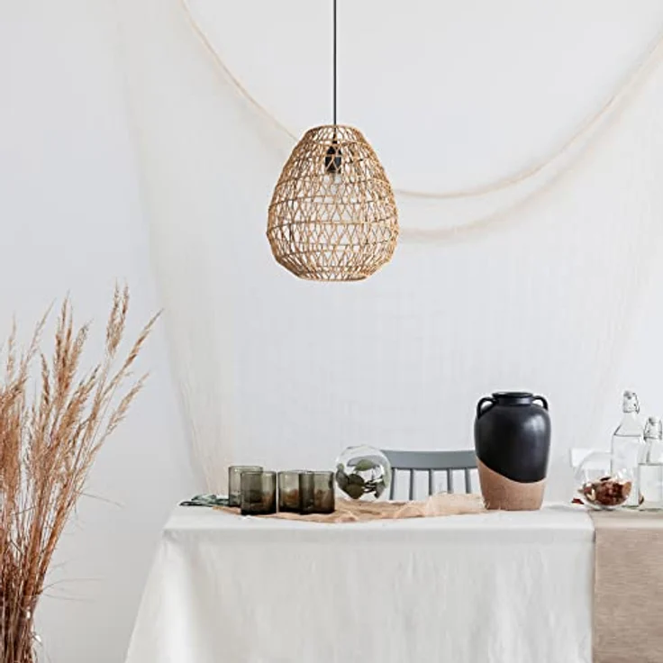 Paco Home Pendelleuchte KAGEEG, ohne Leuchtmittel, Korb Hängeleuchte Rattan Optik Boho Esszimmerlampe E27 Skandi – Bild 3