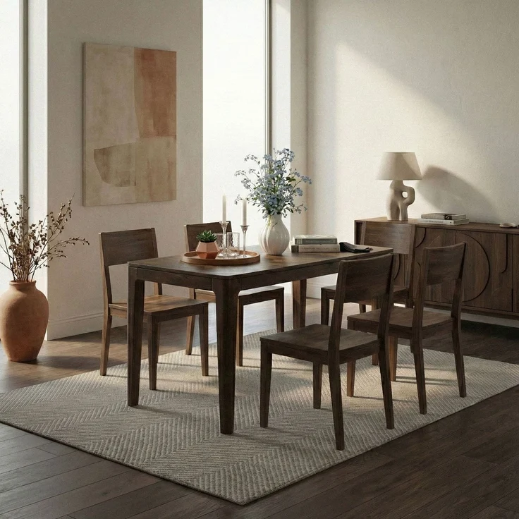 FINEBUY Esstisch FB77681 Esszimmertisch Küchentisch 6 Personen Holztisch Esszimmer (Natürliches Holzdesign mit klarer Form), Kompakte Tischlösung für kleine Essbereiche – Bild 4