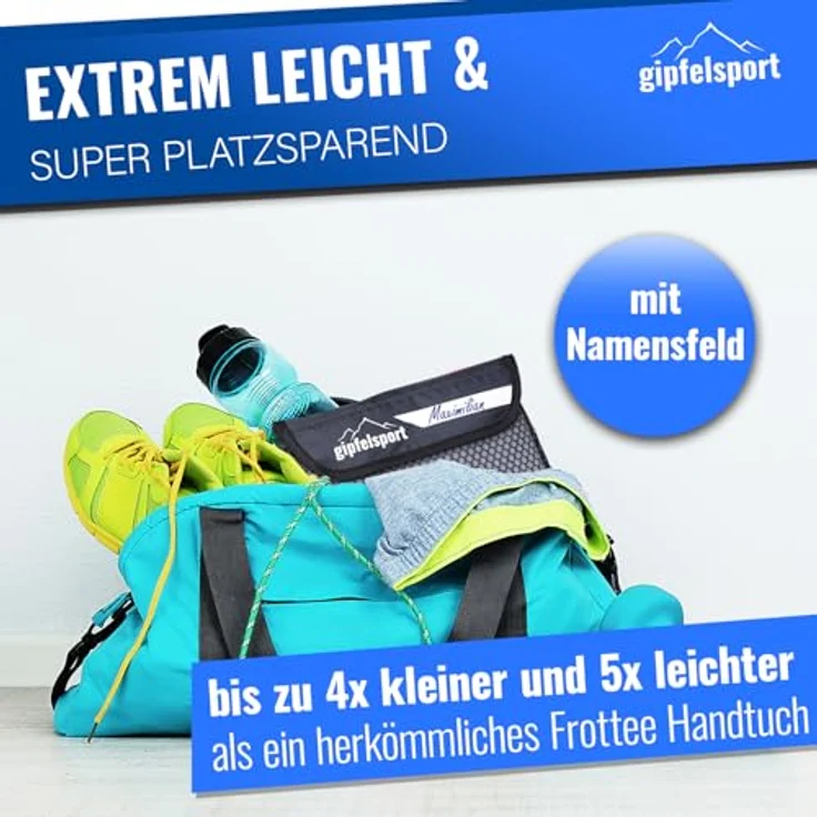 gipfelsport Mikrofaser Handtuch Set - für Sauna, Fitness, Sport I Strandtuch, Sporthandtuch I Grau XL: 180x80 – Bild 4