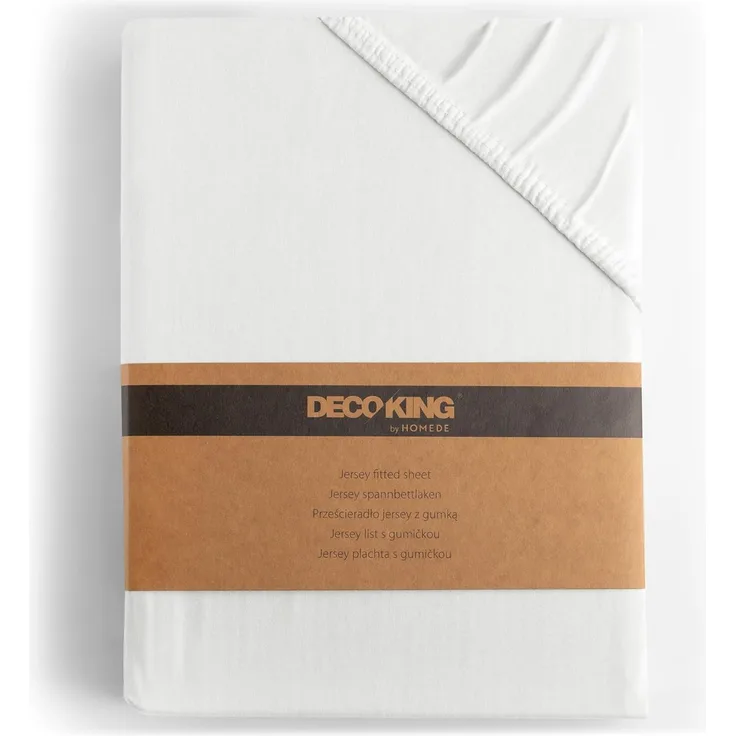 DecoKing Spannbettlaken 200x220 220x240 cm Weiß Spannbetttücher Jersey 100% Baumwolle Boxspringbett Amber 200x220 220x240