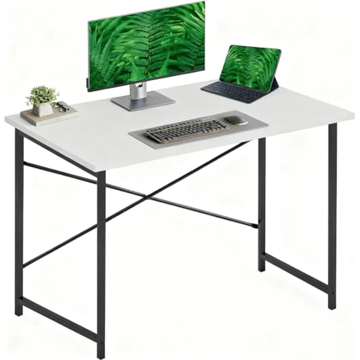 DUMOS Schreibtisch Computertisch Bürotisch mit Kopfhörer Halter und Aufbewahrungstasche Kleiner Schreibtisch Arbeitszimmer Holz PC Tisch Officetisch für Home Office – Bild 1