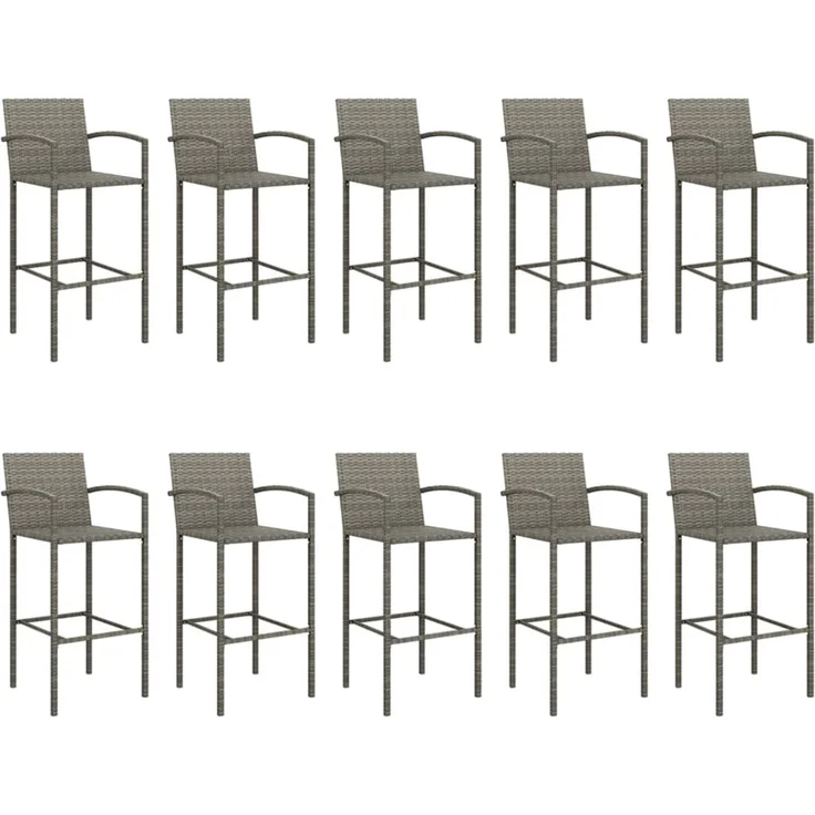 vidaXL 11-tlg. Gartenbar-Set Grau Poly Rattan 3187664 – Bild 4
