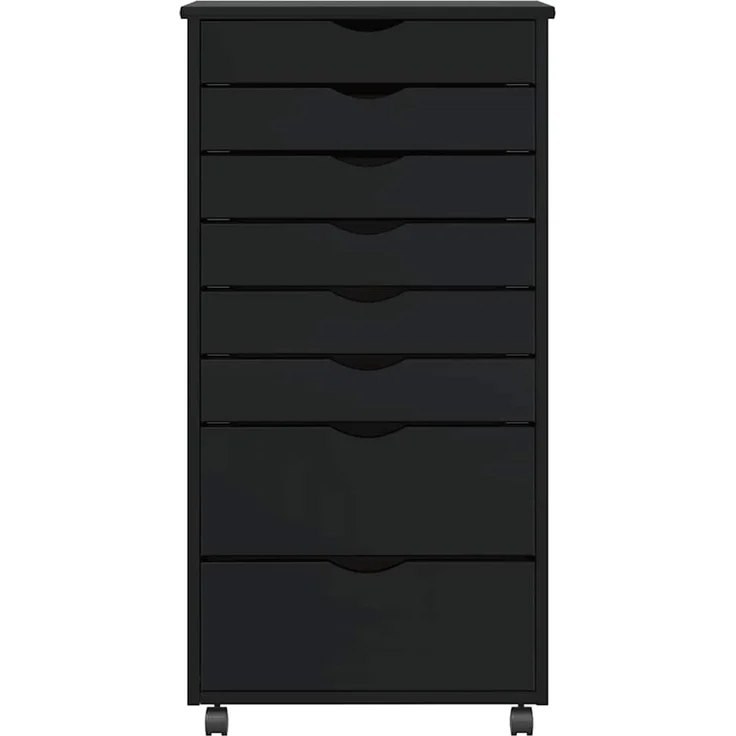 vidaXL Rollschrank mit Schubladen MOSS Schwarz Massivholz Kiefer 4015788 – Bild 3