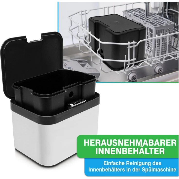 YourCasa Biomülleimer YourCasa® Biomülleimer Küche aus Edelstahl Komposteimer Küche - 4,3L, Deckel öffnet per Knopfdruck, Edelstahlgehäuße – Bild 2