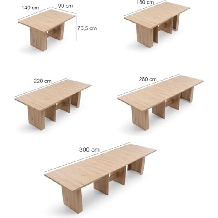 designimpex Esstisch Design WM-999 Eiche Riviera ausziehbar 140 - 300 cm – Bild 3