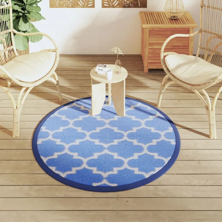 vidaXL Outdoor-Teppich ARAKIL Blau Ø120 cm PP 368538 – Bild 3