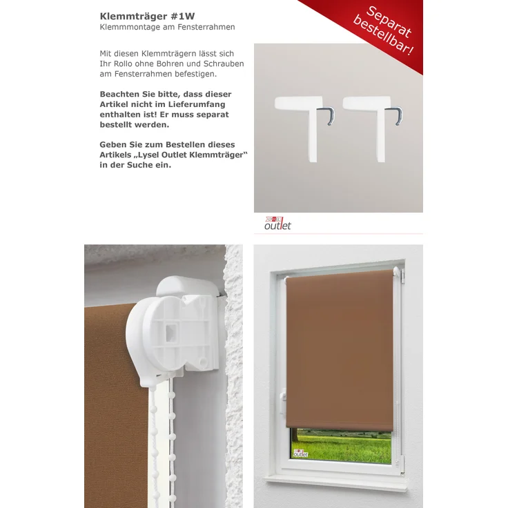 Lysel Outlet - Basisrollo Tageslicht Kastanienbraun, (B x H) 82.50cm x 175cm in braun/kastanienbraun – Bild 8