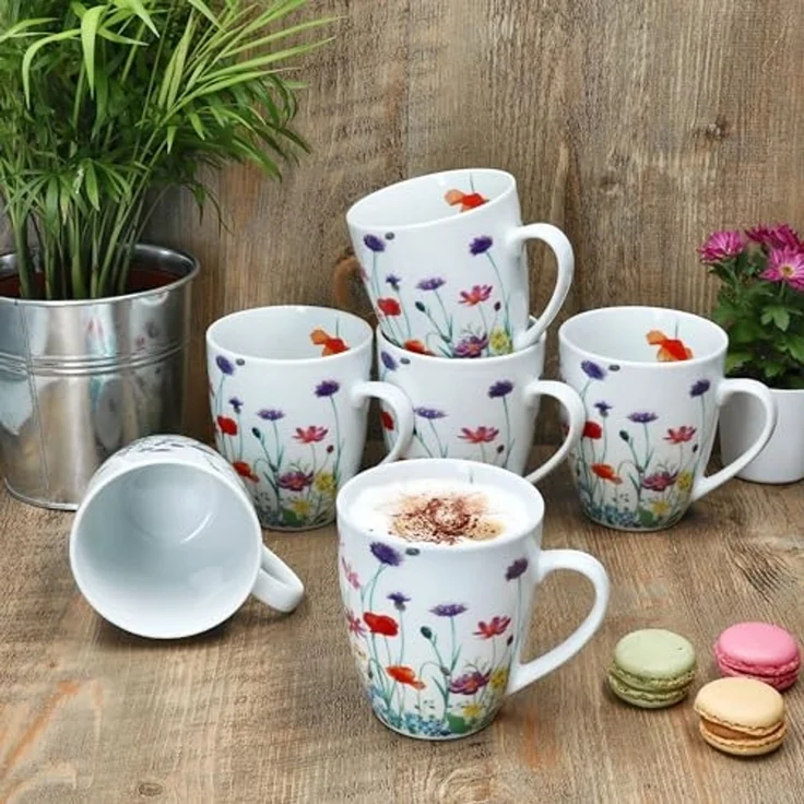 MamboCat Becher 6er Set Marie Kaffeebecher 320ml Porzellan-Tassen 6 Personen Blumen, Porzellan – Bild 6