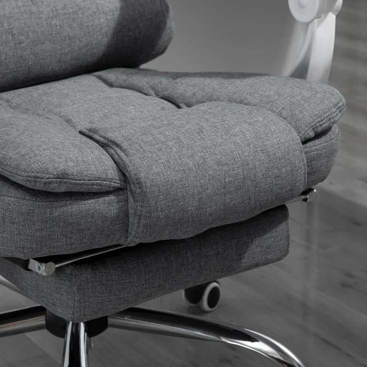 Vinsetto Bürostuhl, Eisen, Leinen, Schaumstoff, Nylon, Grau, 65L x 70B x 110-118H cm – Bild 9