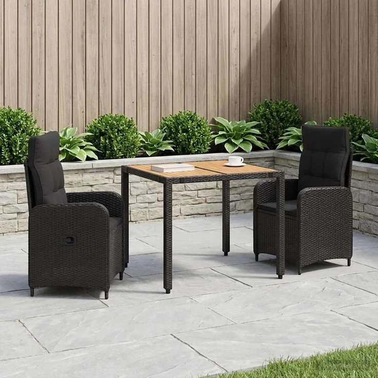 vidaXL Outdoortisch-Set 3 stk. Schwarz 90 x 90 x 75 cm 3422262 – Bild 1