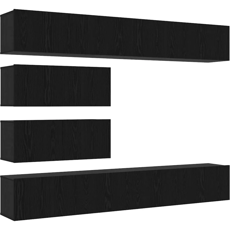 vidaXL TV-Schrankset 6 pcs Schwarz Eichen-Optik Holzwerkstoff 3332533 – Bild 1