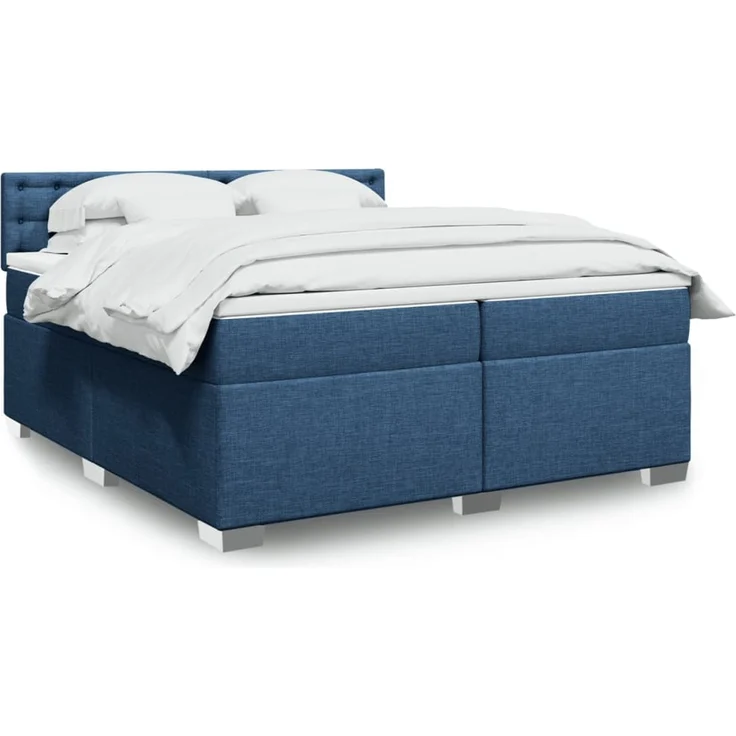 vidaXL Boxspringbett mit Matratze Blau 200x200 cm Stoff 3288315 – Bild 1