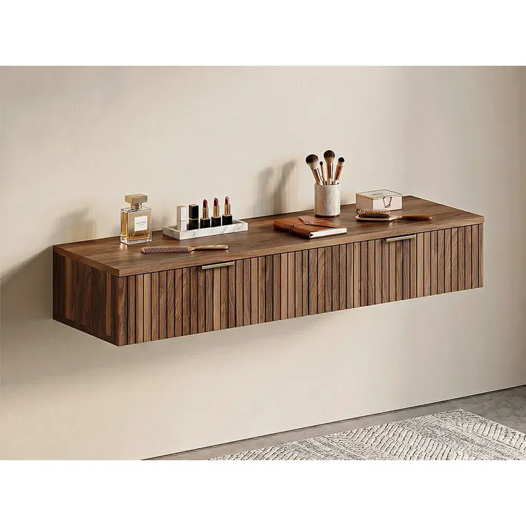 Vente-unique - FRALYN Büromöbel Holz, Platte Braun - B 45 cm x H 20 cm x L 110 cm – Bild 3