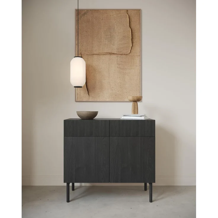 Selsey 'Nolie' Sideboard 2-türig mit 2 Schubladen, Holzoptik Esche schwarz, ca. 91 x 100 x 38 cm – Bild 2