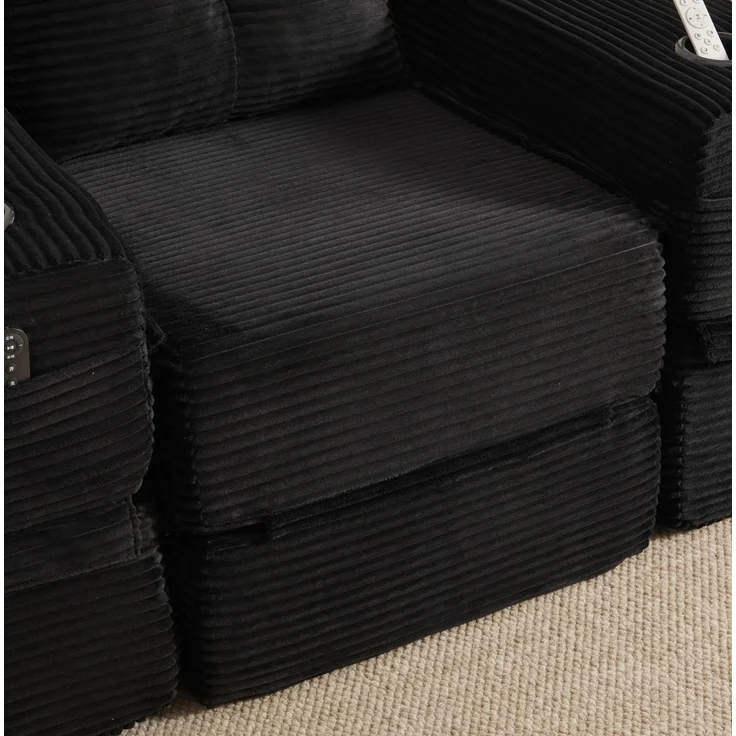 Klappsofa aus Cord mit Federkern, Getränkehalter, 122x98x80 cm, Schwarz – Bild 10