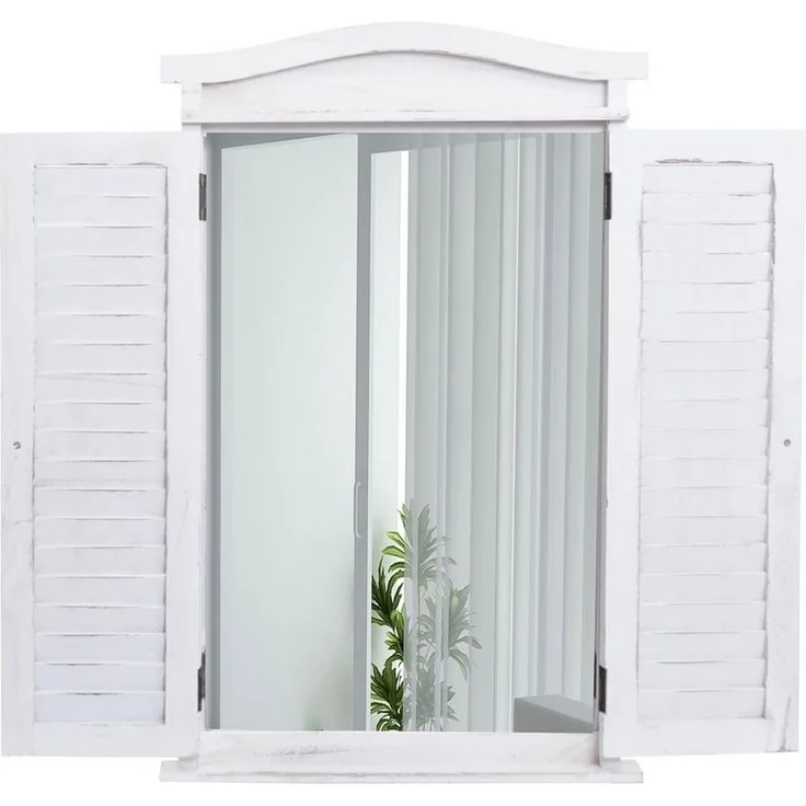 MCW Wandspiegel Spiegel (1-St), Fensterladenoptik, Einfache Wandmontage durch 2 Aufhängeösen