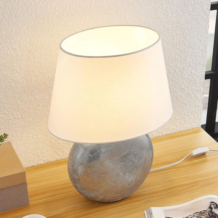 Lindby Tischleuchte Florentino, Weiß IP20, 1 x 15 W LED – Bild 4