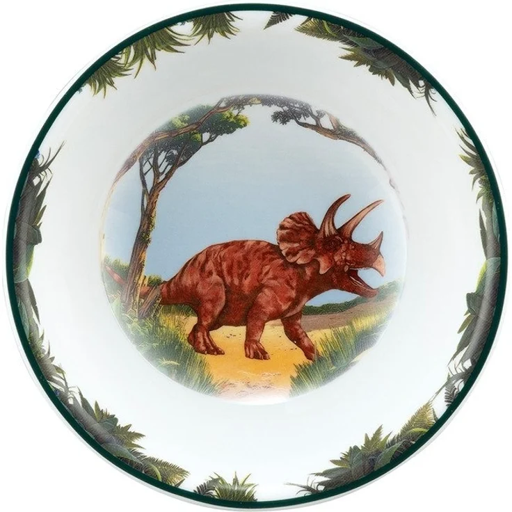 Seltmann Weiden Kombiservice Kinder-Set 3-teilig Compact Dino, Becher, Frühstücksteller, Schüssel (3-tlg), 1 Personen, Porzellan, Becher, Frühstücksteller, Schüssel, Dinosaurier – Bild 2